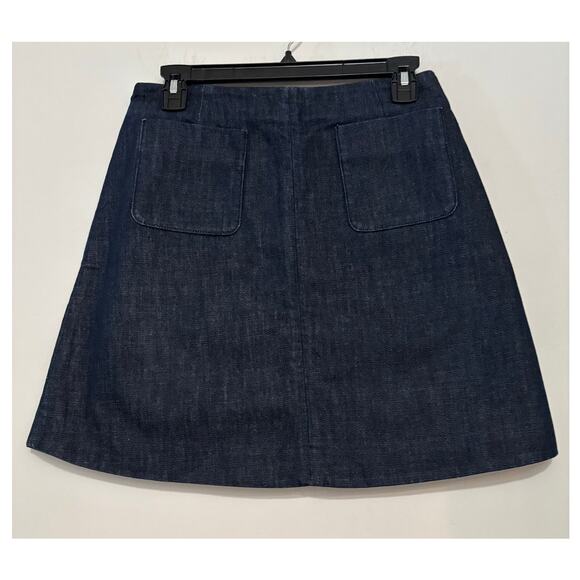 COS Denim Skirt A Line Front Flat Pockets Size 6 Short Mini Back Zip - Picture 1 of 5